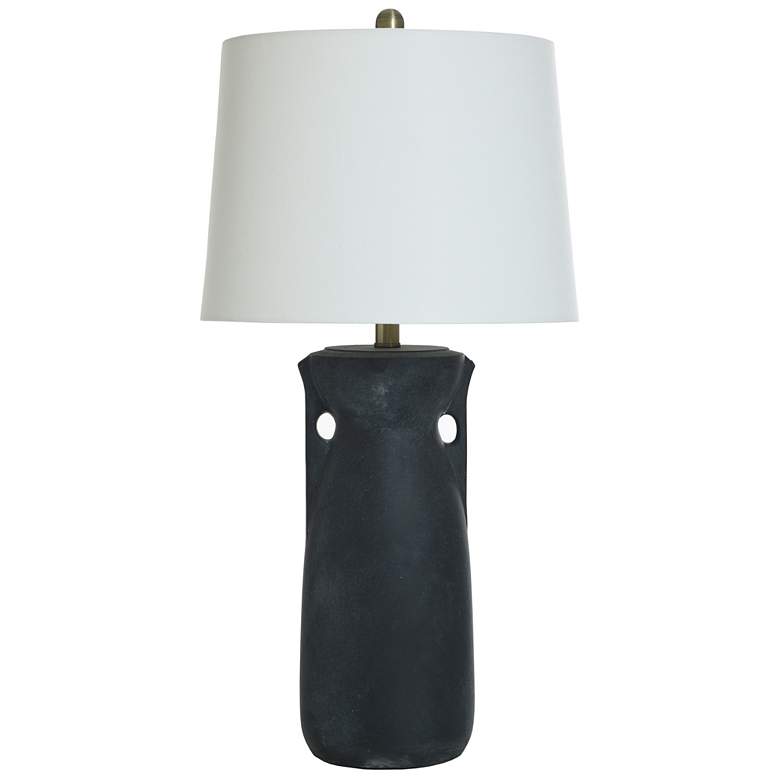 Image 1 StyleCraft 30"H Matte Black Brushed Brass Table Lamp w/ Off-White Shade