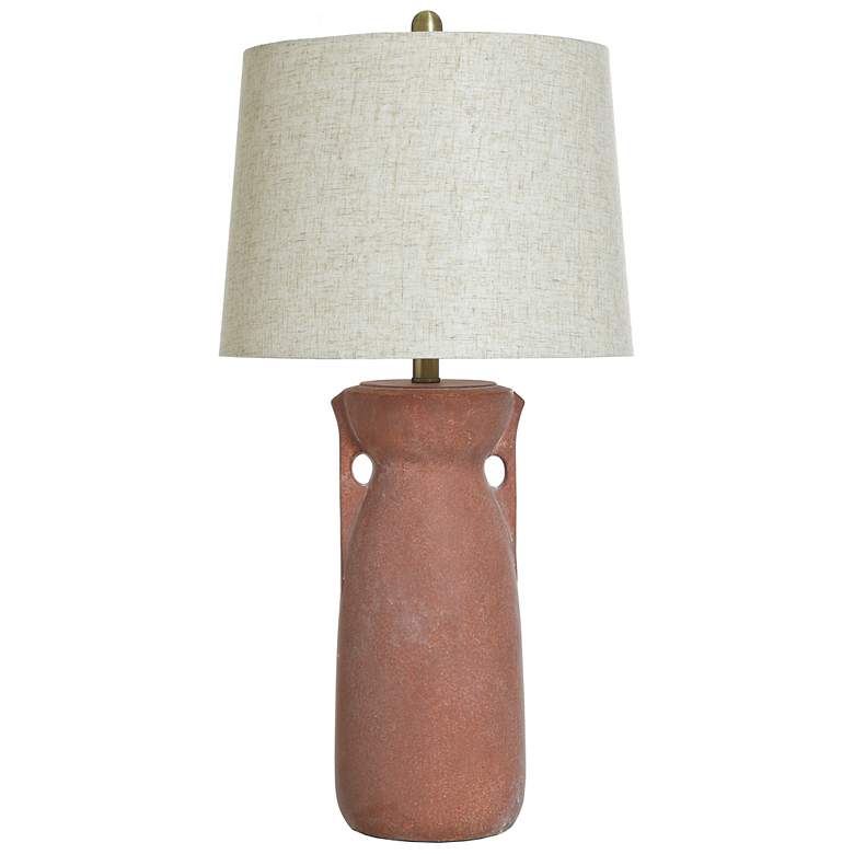 Image 2 StyleCraft 30"H Terracotta Brushed Brass Table Lamp w/ Oatmeal Shade