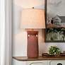 1_StyleCraft 30"H Terracotta Brushed Brass Table Lamp w/ Oatmeal Shade