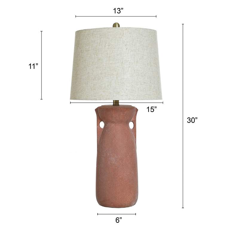 Image 7 StyleCraft 30"H Terracotta Brushed Brass Table Lamp w/ Oatmeal Shade more views