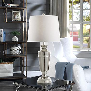 Stylecraft 30" High Polished Nickel Steel Urn Table Lamp