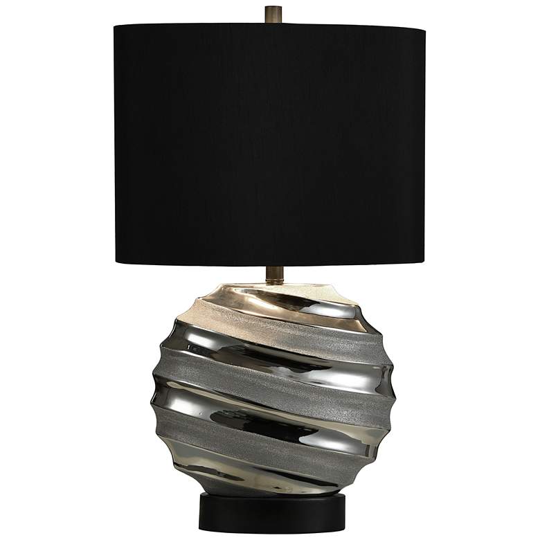 Image 2 Stylecraft 30 inch Black and Silver Gray Modern Ceramic Table Lamp