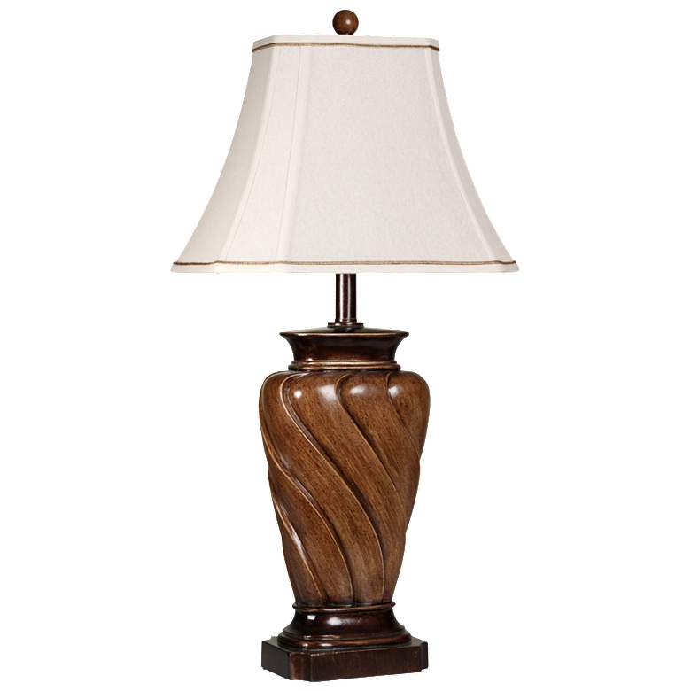 Image 1 Stylecraft 30 inch High Toffee Faux Wood Finish Table Lamp
