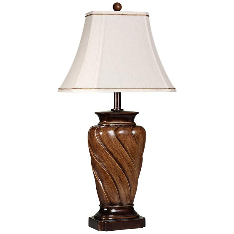 Image 1 Stylecraft 30 inch High Toffee Faux Wood Finish Table Lamp