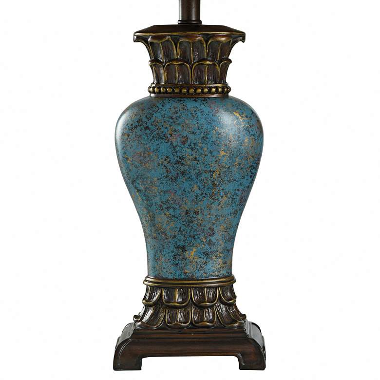 Image 4 Stylecraft 30" Oval Shade and Blue Urn Traditional Table Lamp more views