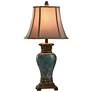 Stylecraft 30" Oval Shade and Blue Urn Traditional Table Lamp