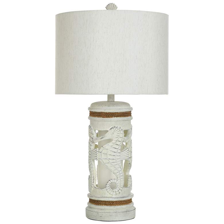Image 1 StyleCraft 30"H Main Sail White Table Lamp w/ Heathered Oatmeal Shade