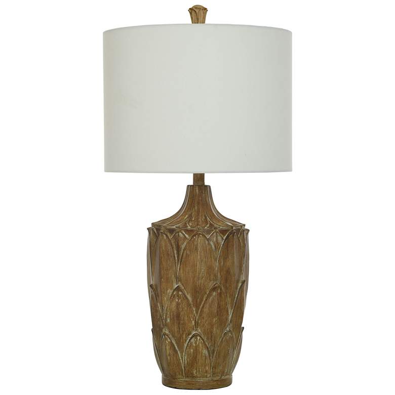 Image 1 StyleCraft 31.75"H Brown Maple Traditional Table Lamp With Off-White S