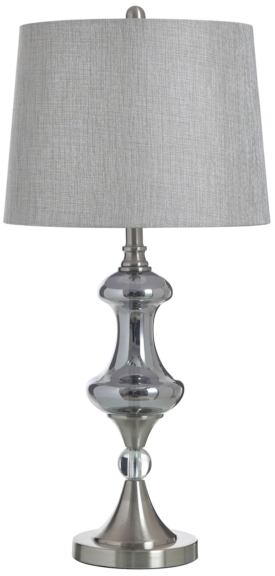 Image 2 StyleCraft 31" High Brushed Nickel & Silver Glass Table Lamp w/ Grey Shade