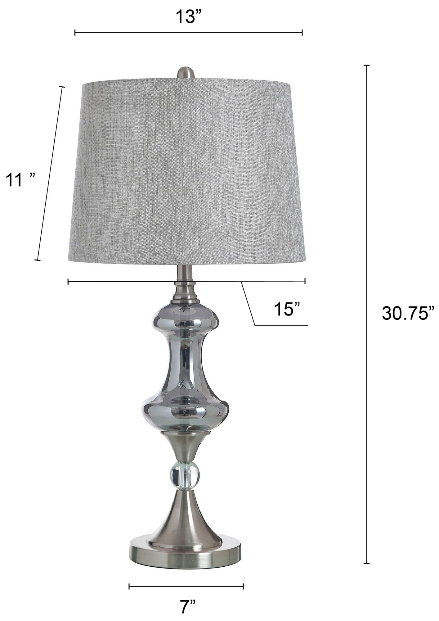 Image 7 StyleCraft 31" High Brushed Nickel & Silver Glass Table Lamp w/ Grey Shade more views