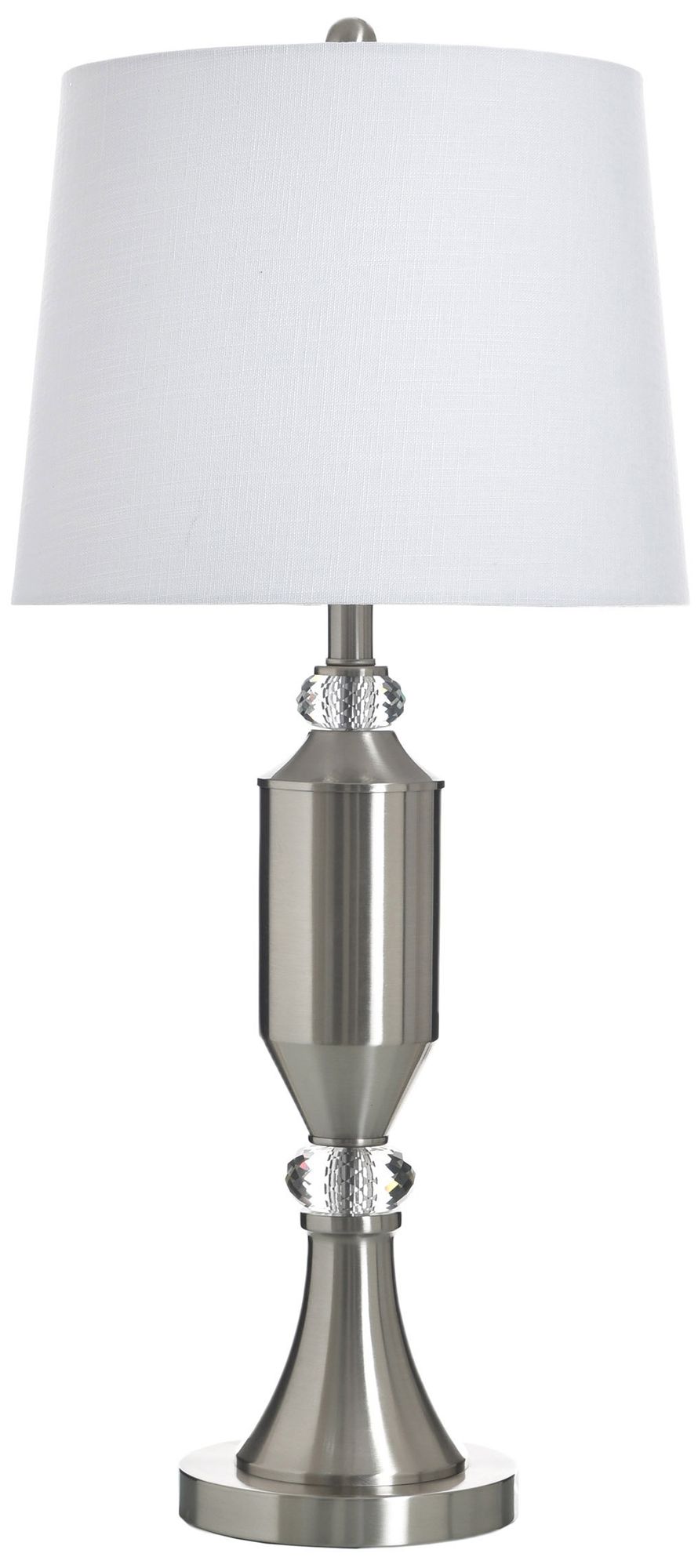 StyleCraft 31" High Brushed Steel Table Lamp with White Shade