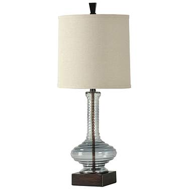 Stylecraft 31" High Opaque Blue Ribbed Glass Table Lamp