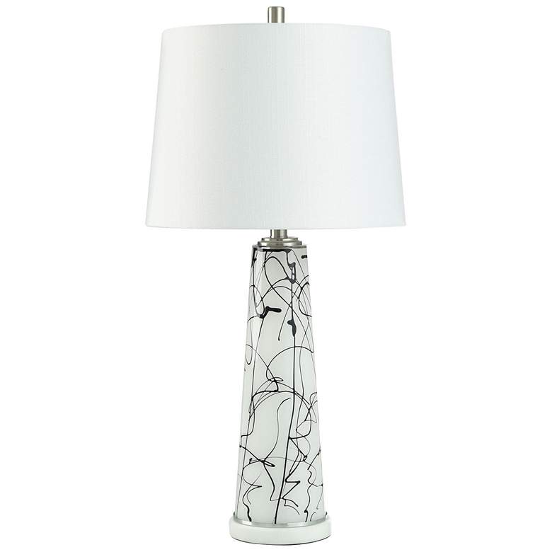 Image 1 StyleCraft 31" H Ebony Drip Glass Table Lamp With White Shade