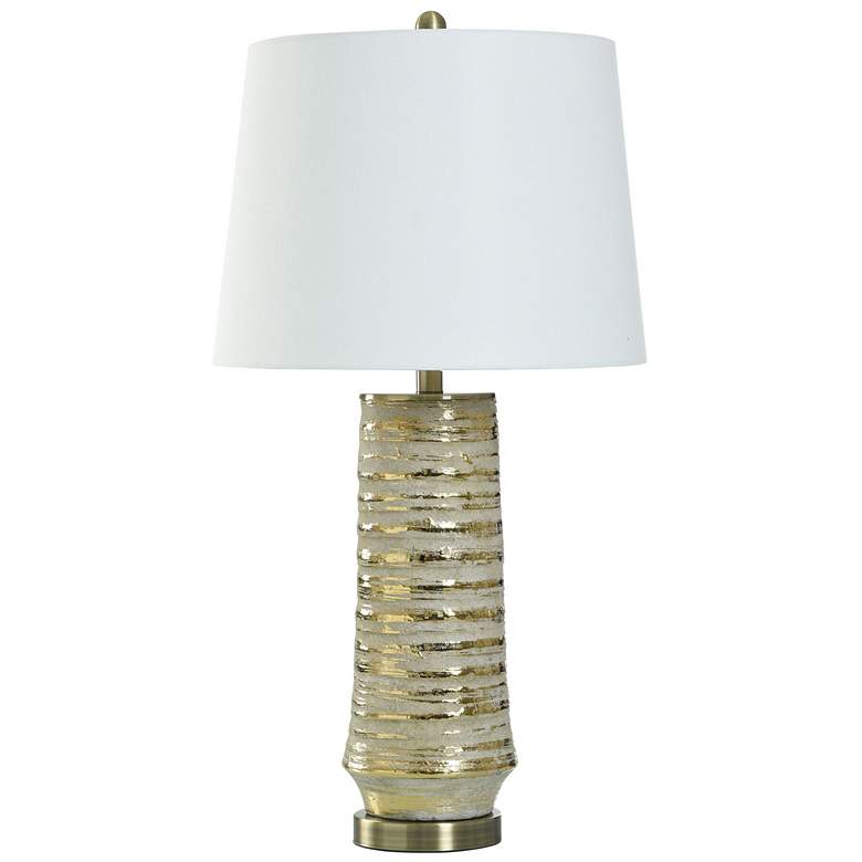 Image 1 StyleCraft 31" High Caramel Gold Ceramic Table Lamp With White Shade