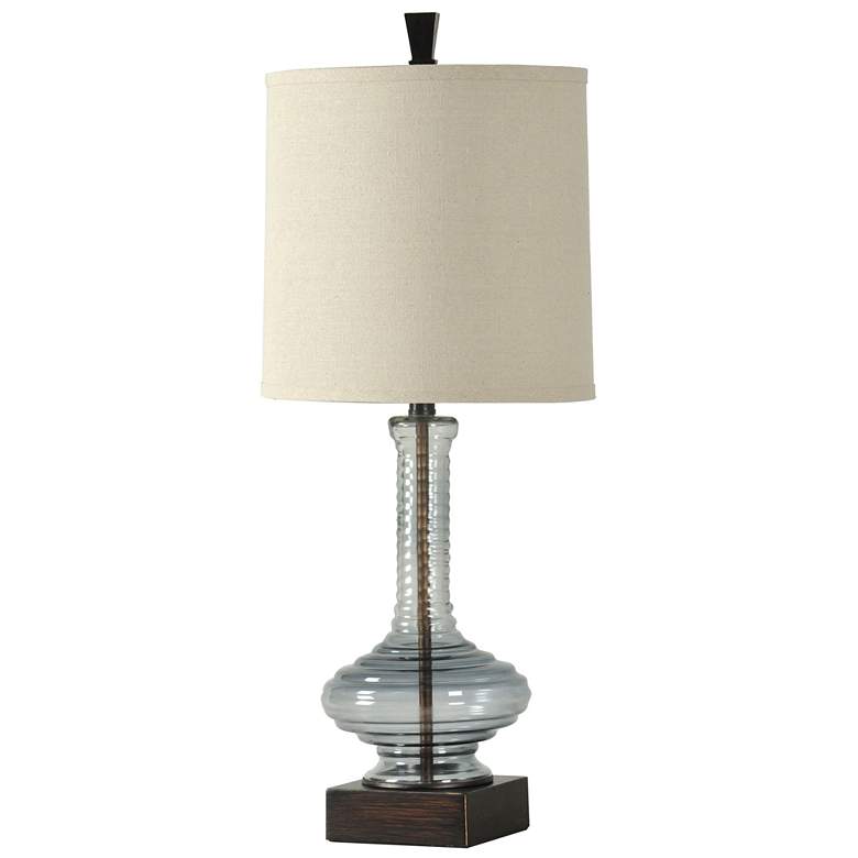 Image 1 Stylecraft 31 inch High Opaque Blue Ribbed Glass Table Lamp