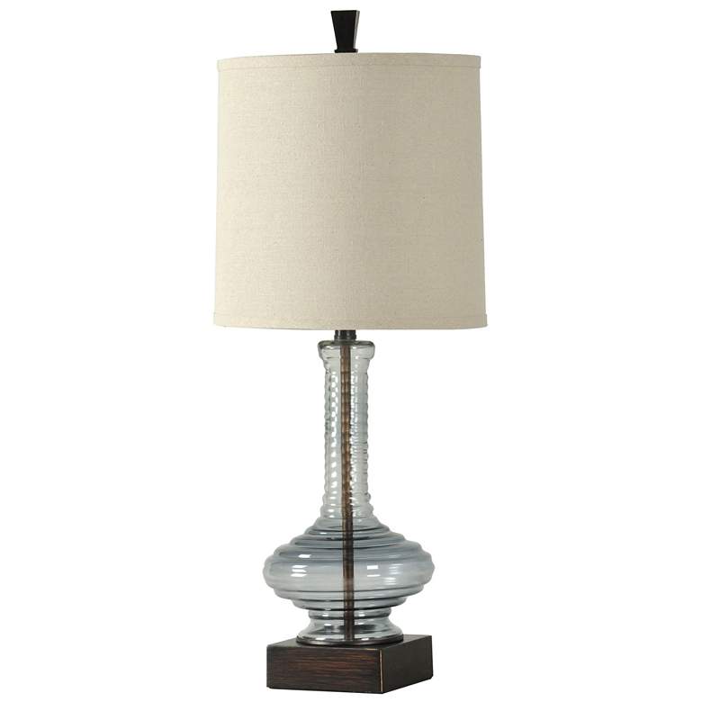 Image 1 Stylecraft 31" High Opaque Blue Ribbed Glass Table Lamp