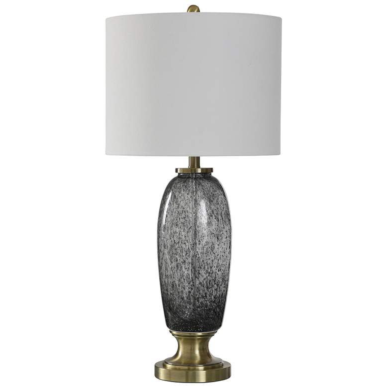 Image 1 StyleCraft 32.25" High Husky Grey Glass Table Lamp With White Shade