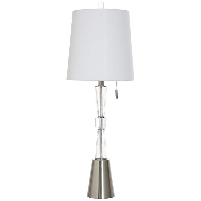 Image 1 StyleCraft 32.5"H Clear Glass And Static Silver Buffet Lamp w/ White S