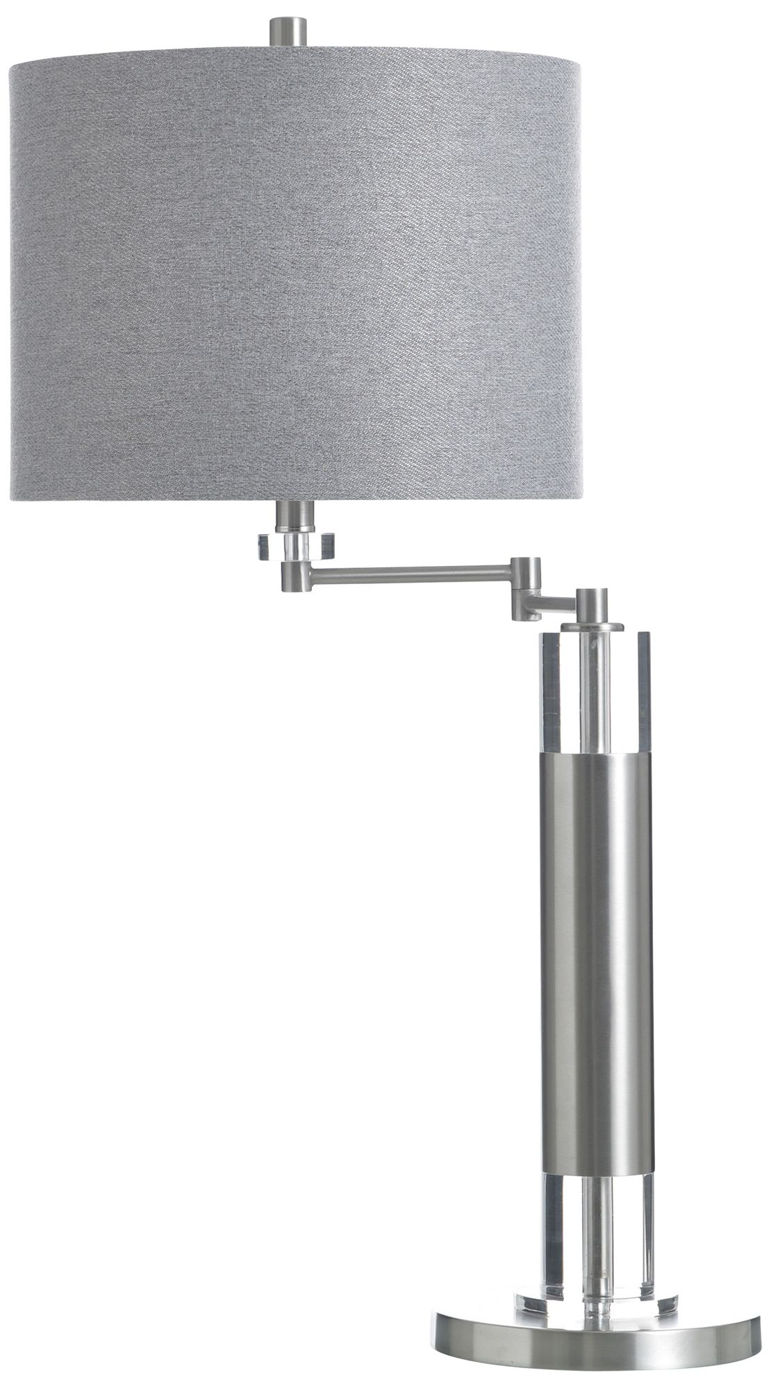 StyleCraft 32" High Brushed Steel Table Lamp with Grey Shade