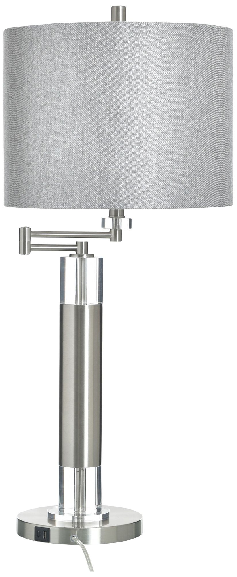 Image 2 StyleCraft 32" High Brushed Steel Table Lamp with Grey Shade more views