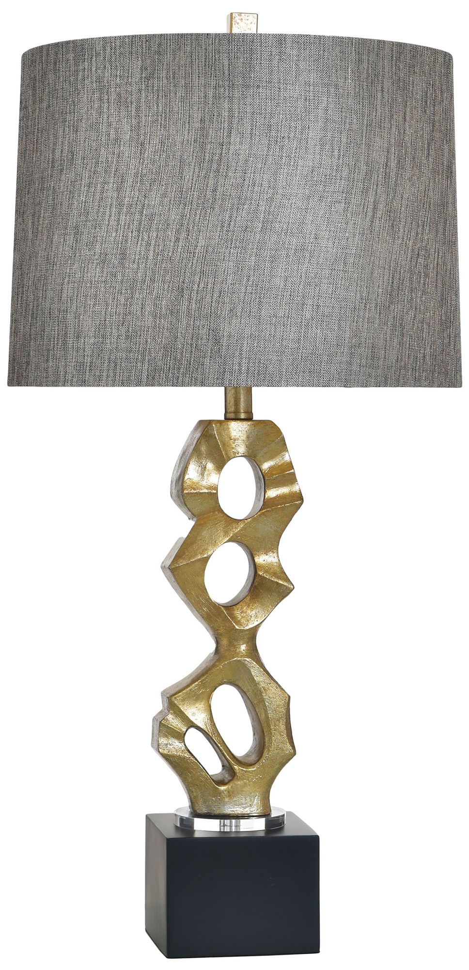 StyleCraft 32" High Van Gold & Black Table Lamp with White Shade