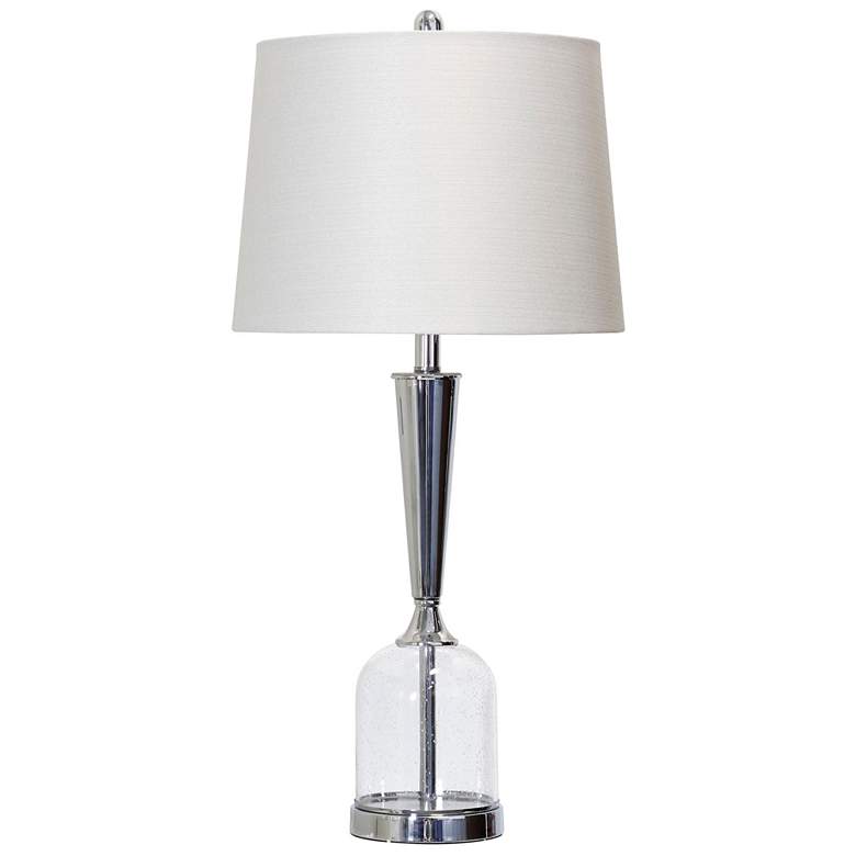 Image 1 StyleCraft 32" High Clear Seeded Glass Table Lamp With White Shade