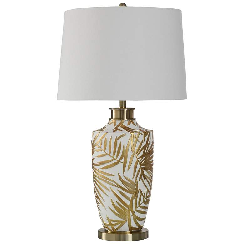 Image 1 StyleCraft 32" High Golden Palm Coastal Table Lamp With White Shade