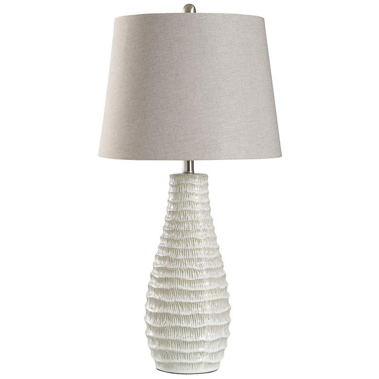Image 1 StyleCraft 32" High Novac Cream Ceramic Table Lamp With Gray Shade
