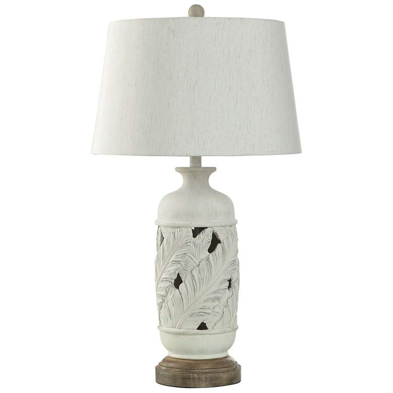 Image 1 StyleCraft 32" High Tropic White Table Lamp w/ Heathered Oatmeal Shade