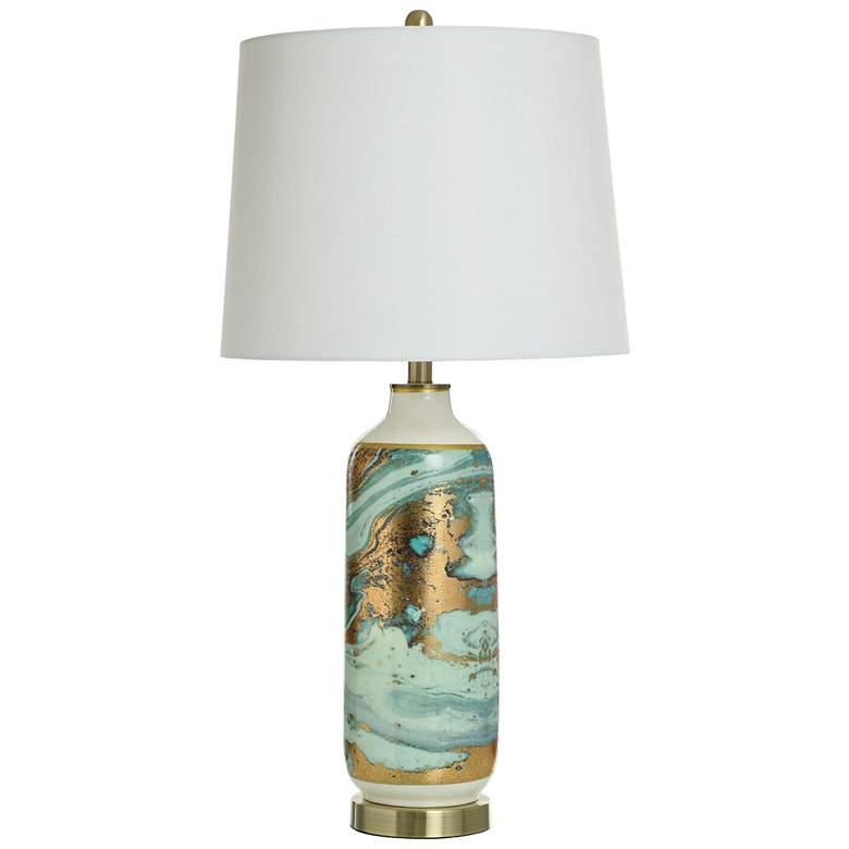 Image 1 StyleCraft 32" High Venus Gold Ceramic Table Lamp w/ White Shade