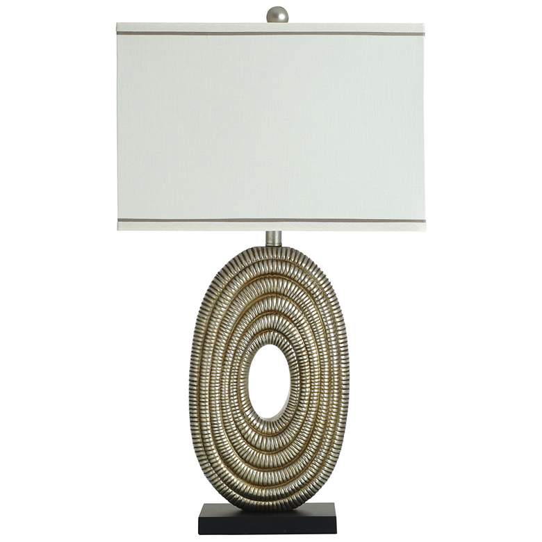 Image 1 StyleCraft 32"H Arcene Silver Table Lamp w/ Off White And Taupe Shade