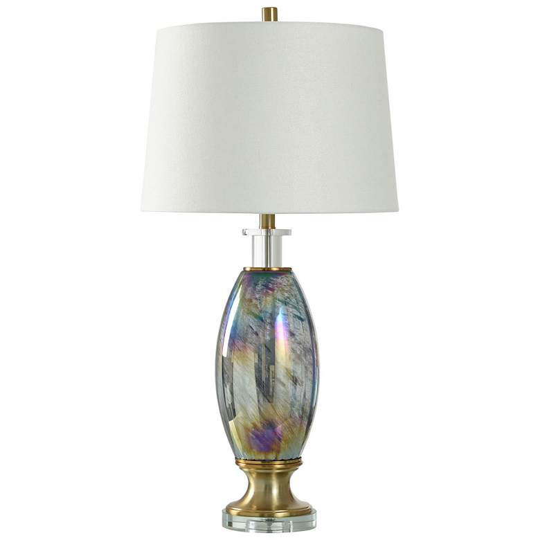 Image 1 StyleCraft 32"H Feisty Gold Iridescent Glass Table Lamp w/ White Shade