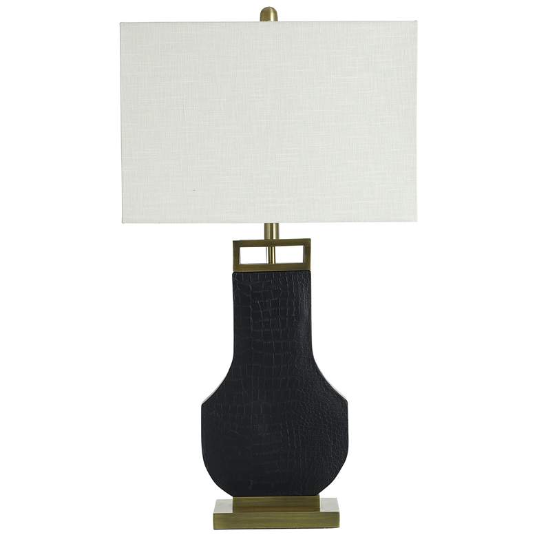 Image 1 StyleCraft 32"H Satin Black Faux Crocodile Table Lamp