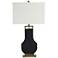 StyleCraft 32"H Satin Black Faux Crocodile Table Lamp