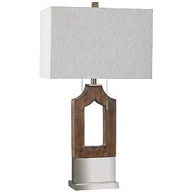 Image1 of StyleCraft 32"H Tinker Silver Transitional Table Lamp w/ Beige Shade