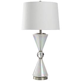 Image1 of StyleCraft 33.25" High Juno White Glass Table Lamp With Off-White Shad