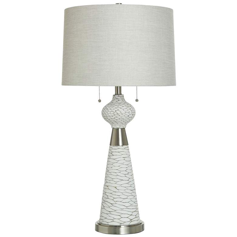 Image 1 StyleCraft 33.25"H Rhea Silver Transitional Table Lamp w/ White Shade