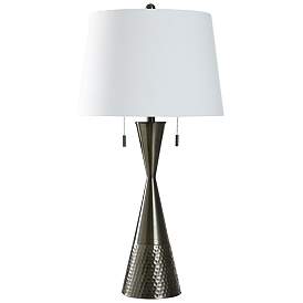 Image1 of StyleCraft 33.5" High Brushed Steel Black Table Lamp w/ Off White Shad