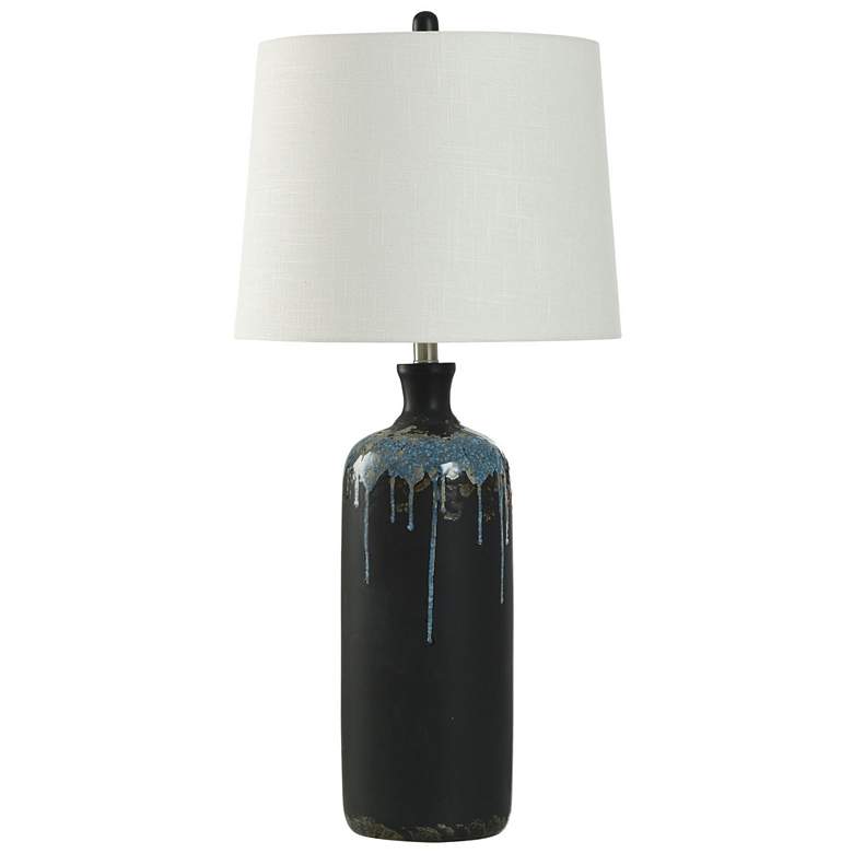 Image 1 StyleCraft 33.5" High Calico Black Ceramic Table Lamp w/ White Shade