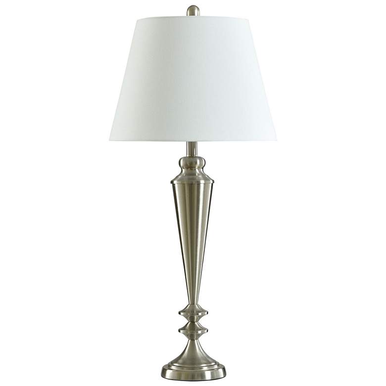 Image 1 Stylecraft 33 1/2" High White Shade Brushed Steel Table Lamp