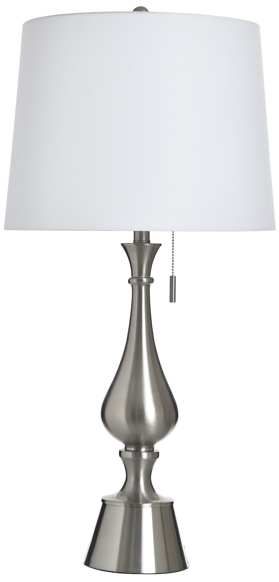 StyleCraft 33" High Brushed Steel Table Lamp with White Shade