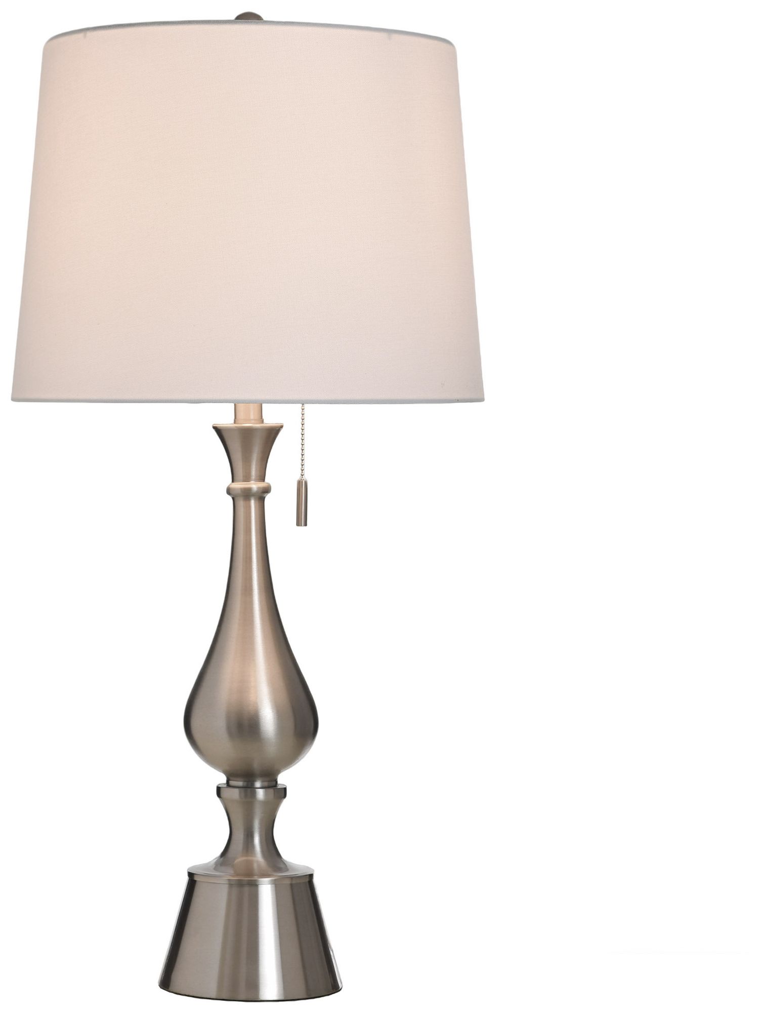 Image 2 StyleCraft 33" High Brushed Steel Table Lamp with White Shade more views