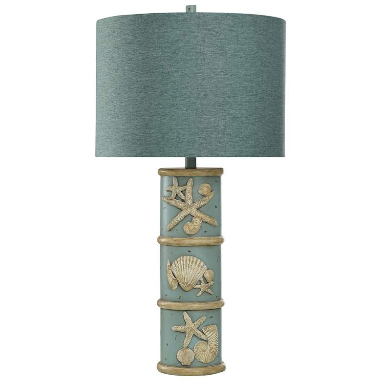 Image 1 StyleCraft 33" High Big Surf Blue Table Lamp With Blue Shade