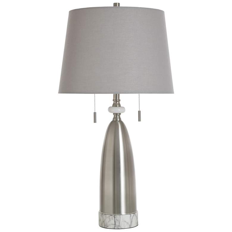 Image 1 StyleCraft 33" High Dakota Silver Steel Table Lamp With Gray Shade