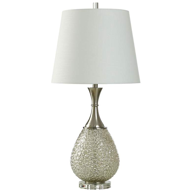Image 1 StyleCraft 33" High Diya Silver Glass Table Lamp With Off White Shade