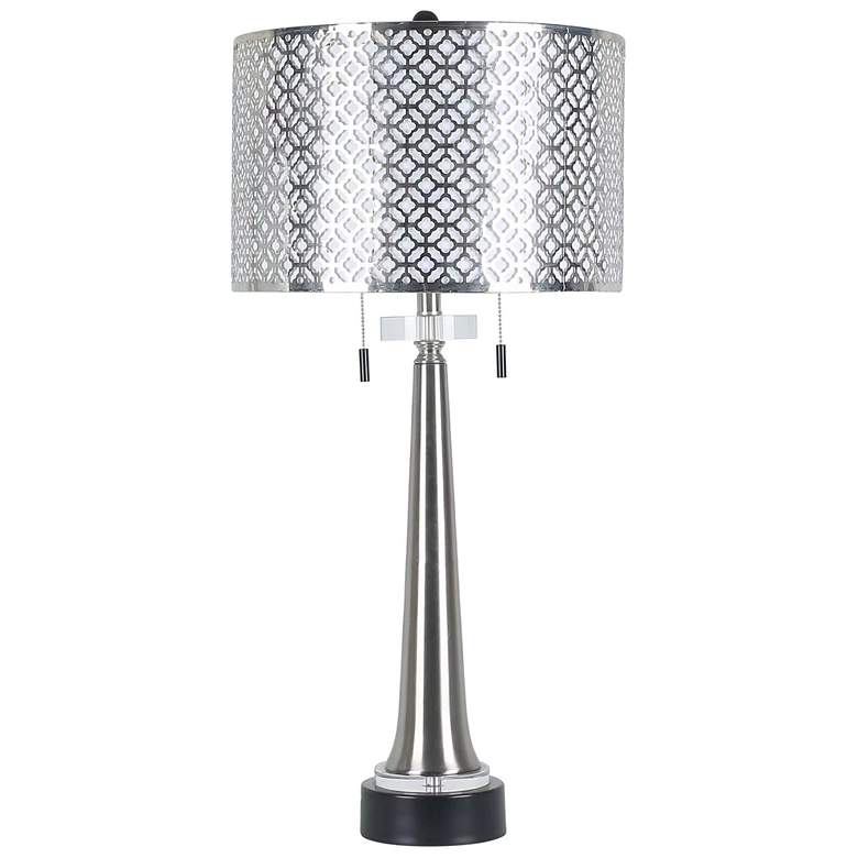 Image 1 StyleCraft 33" High Sultan Silver Table Lamp With Brushed Nickel Shade