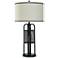 StyleCraft 33"H Satin Black Steel Table Lamp w/ Oatmeal And Black Shad