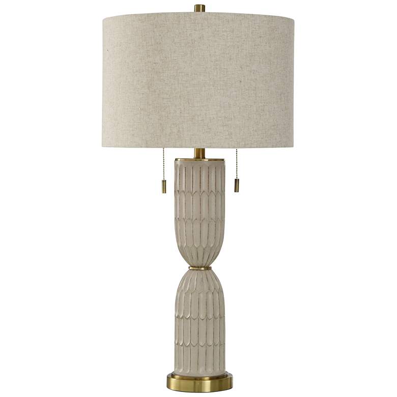 Image 1 StyleCraft 33"H Solstice Cream Transitional Table Lamp With Gray Shade