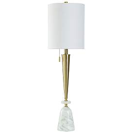 Image1 of StyleCraft 34.25" High Carrera Gold Metal Table Lamp With White Shade