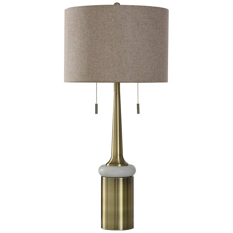 Image 1 StyleCraft 34.25" High Salvadore Gold Steel Table Lamp With Gray Shade